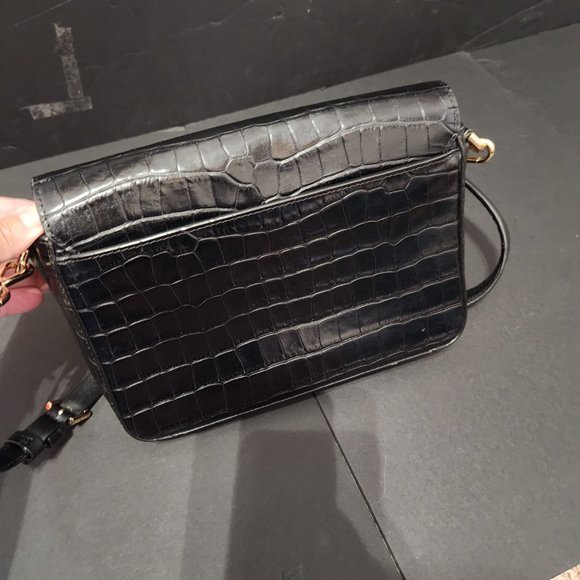 Michael Kors Crocodile-embossed Jet Set Small Full Flap Crossbody Black - Picture 2 of 4